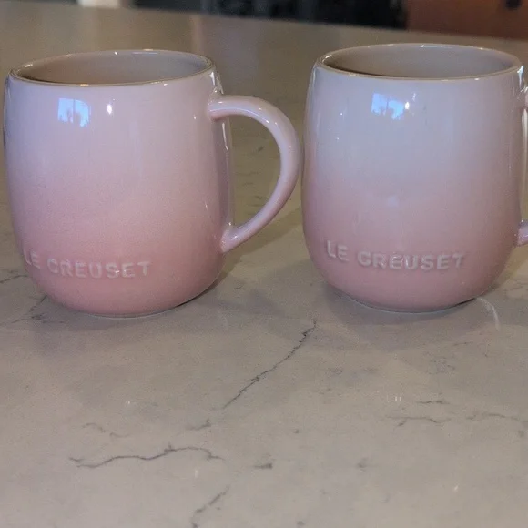 Le Creuset Stoneware Coupe Mugs, Pink Set Of Two, - Picture 5 of 6